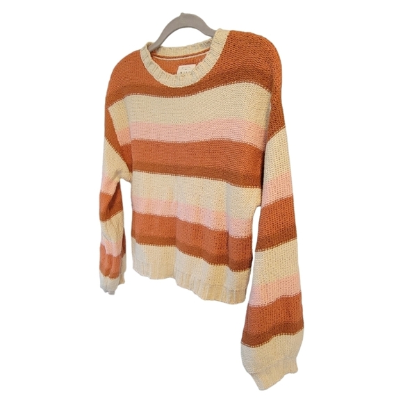 Billabong Striped Knit Sweater Womens S Boxy Fit Drop Shoulder Crewneck Fall - Picture 7 of 10